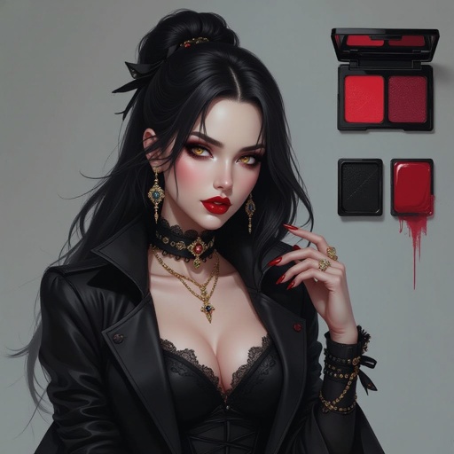 Create a character lady who has attitude but is funny looking but about fashion and loves lipgloss