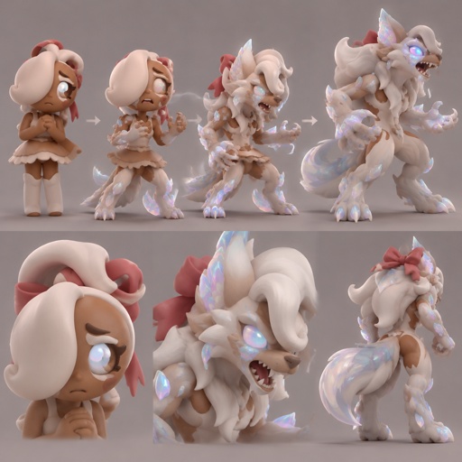 Ginger from Dandys world turning into a Opalite Werewolf 