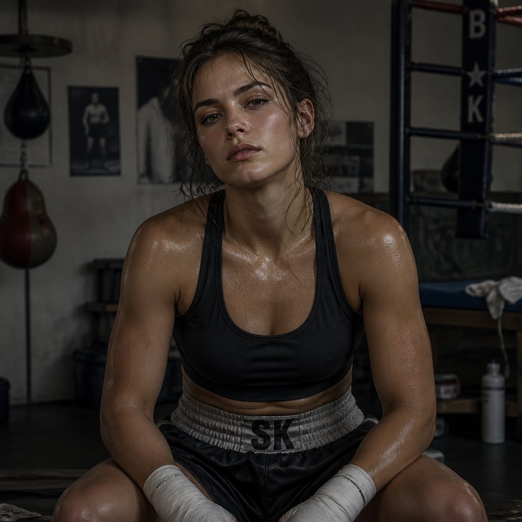 Sara Kay’s in the boxing gym after a workout