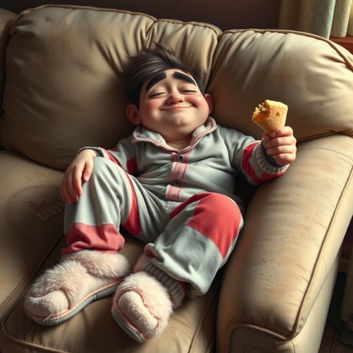 Create a character who is lazy as heck. And you could tell from his face and his entire outfit. Make is funny and the style of the graphic photographic