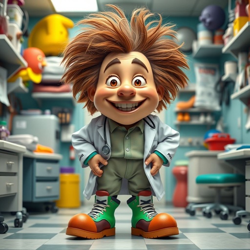 create a funny looking doctor, named doctor p Pom. Who is funny looking from head to toe. And he always says immediately results to surgery for anything even small things. So please be sure to show his whole outfit head to toe.