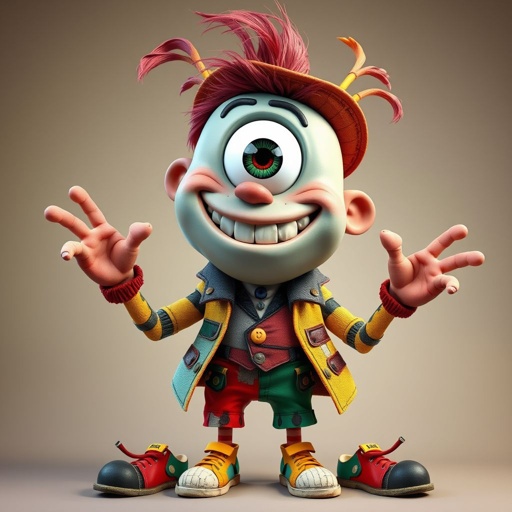 Create a funny guy name one eye Willy, who has one eye patched, show entire body head to toe 