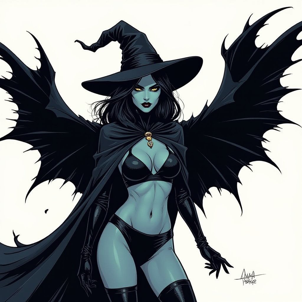 sexy shadow demon witch gypsy slate grey skin large black billowing cloak that emits darkness and shadow. Two piece