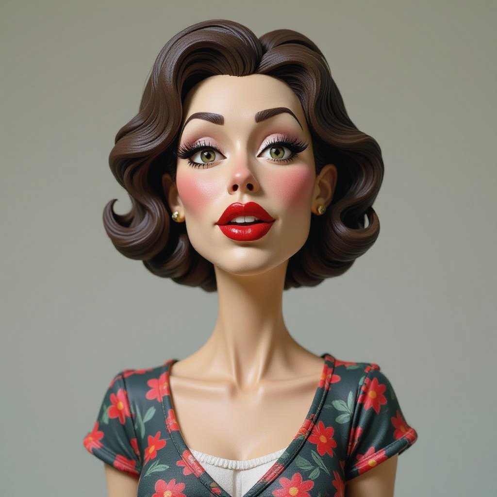 Create a weird looking character showing there whole body head to toe, a lady who will has attitude but is funny looking and loves lipgloss 