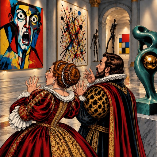 a painting of a man and a woman in renaissance dress