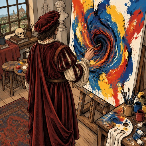a painting of a woman in a red dress