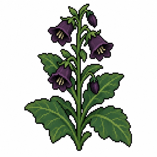 Single Henbane plant for a fantasy game set in modern times, top-down style