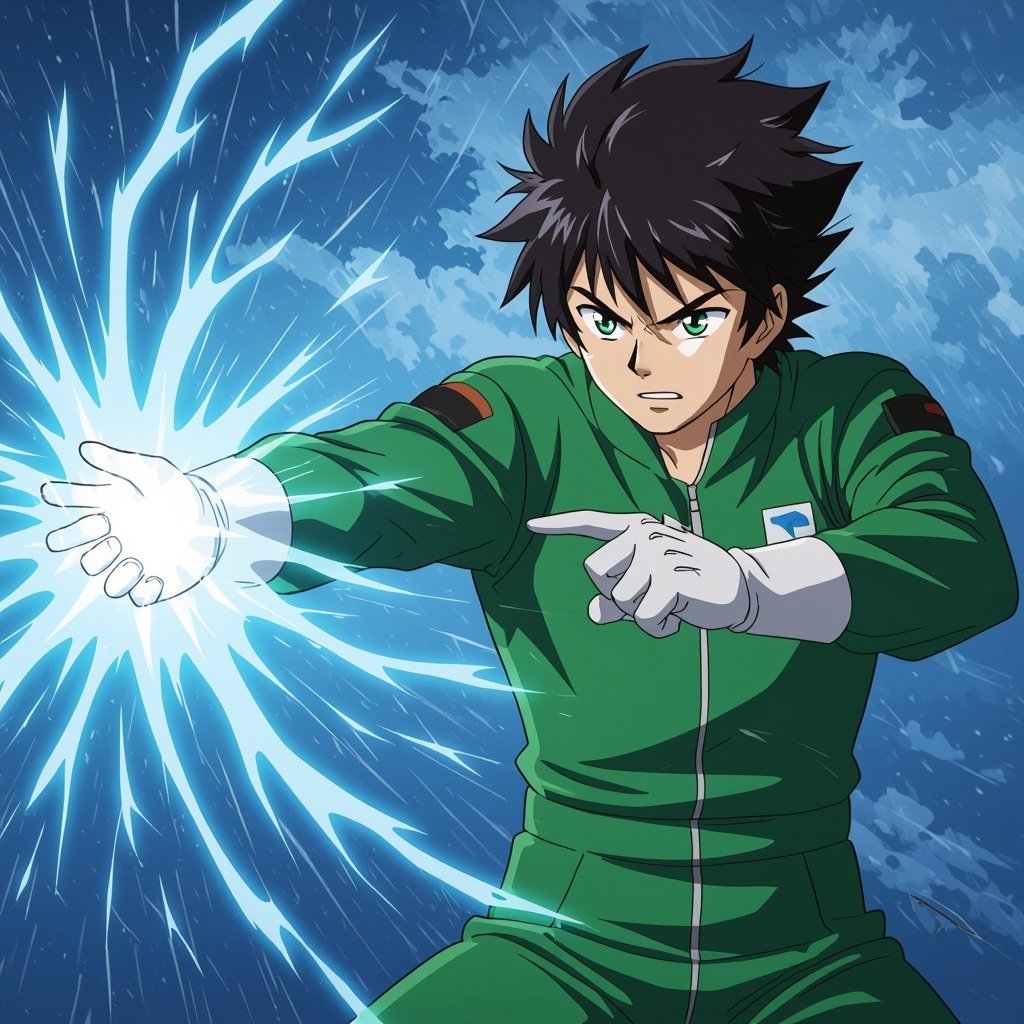 Man in green jumpsuit controlling the weather