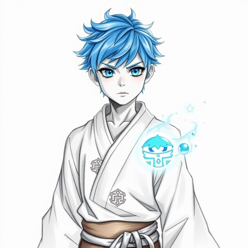 Ragazzo giovane di 14 anni. Occhi azzurri, capelli Blue, bello e affascinante. E un guerriero di arti marziali e conosce la magia della creazione o detta anche magia del null 