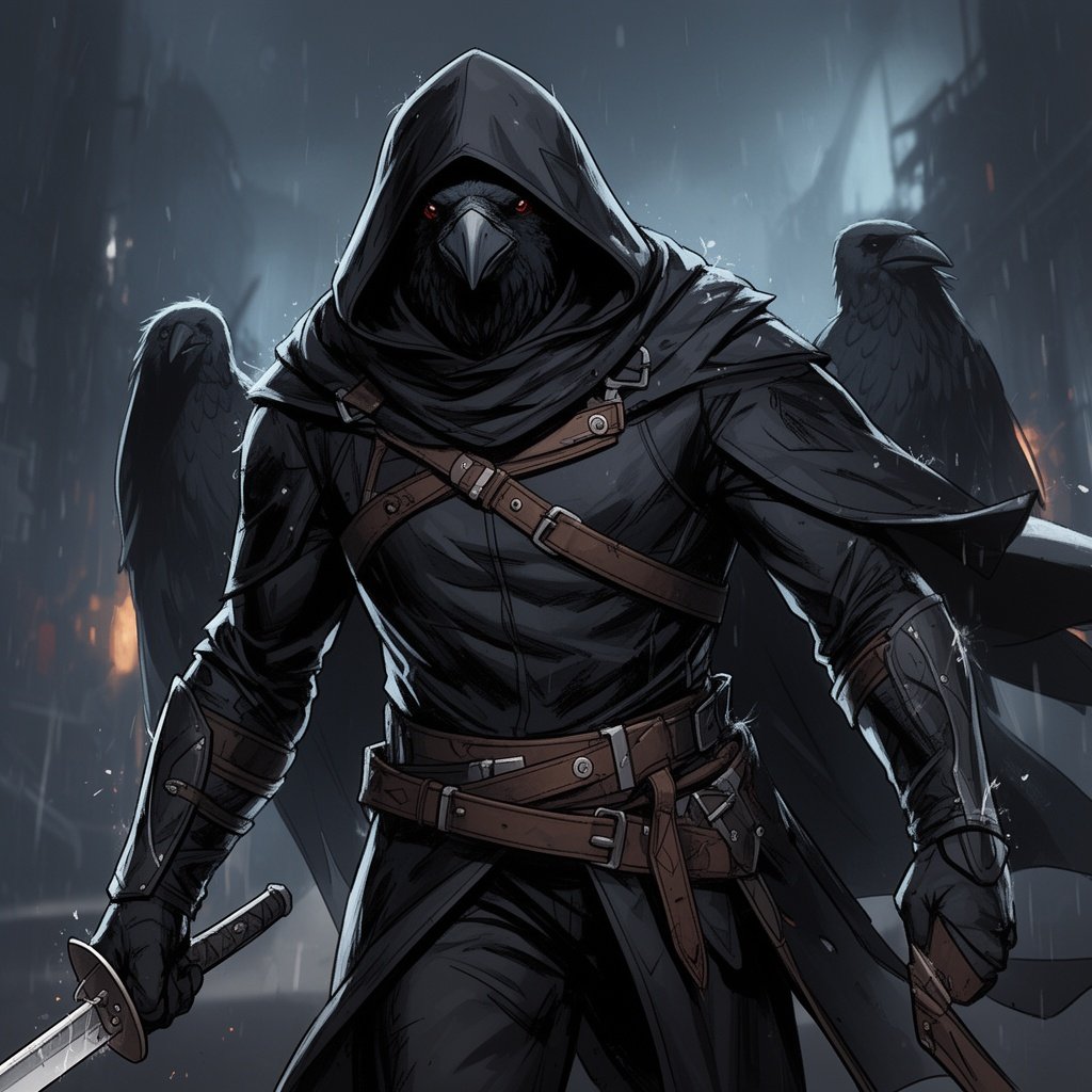 Hooded raven assassin