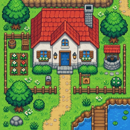 house unique, for a modern fantasy game, exterior, top down style, shading and highlights