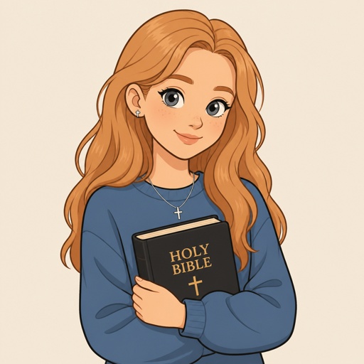 16 strawberry blonde hair grey eyes holding a bible