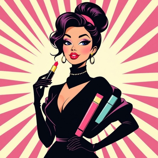 Create a character lady who has attitude but is funny looking and loves lipgloss 