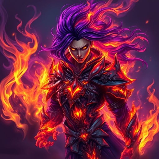 Mixture of purple black orange blue fire