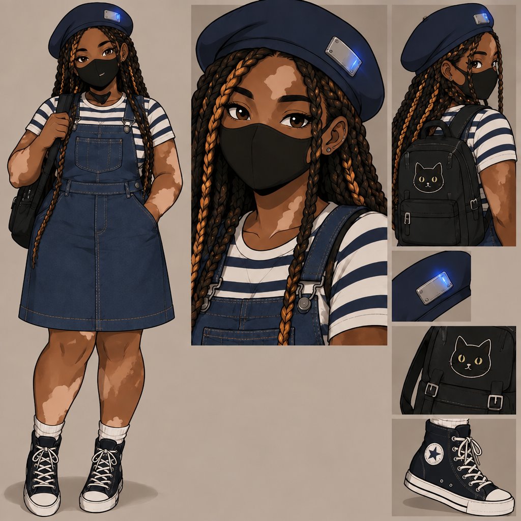 a drawing of a girl wearing a face mask