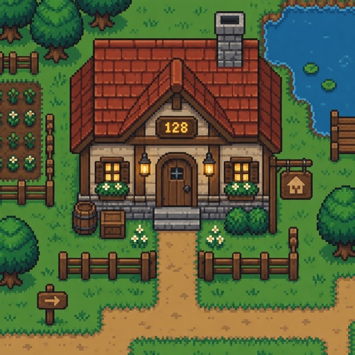  Glowing house numbers/signs, top down style