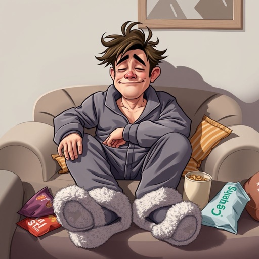 Create a character who is lazy as heck. And you could tell from his face and his entire outfit. Make is funny and the style of the graphic photographic