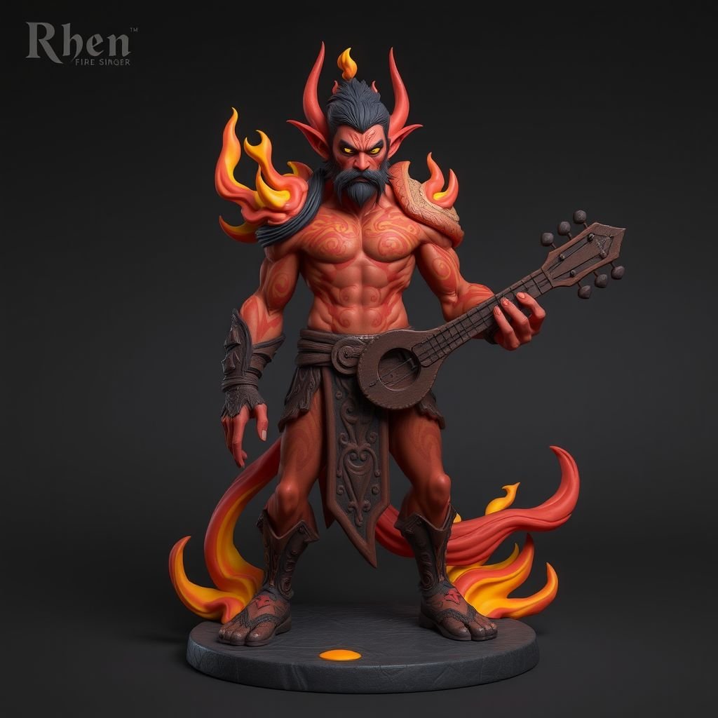 Create a character: battle hero Rhen the Fire-Singer – A lean, muscular man