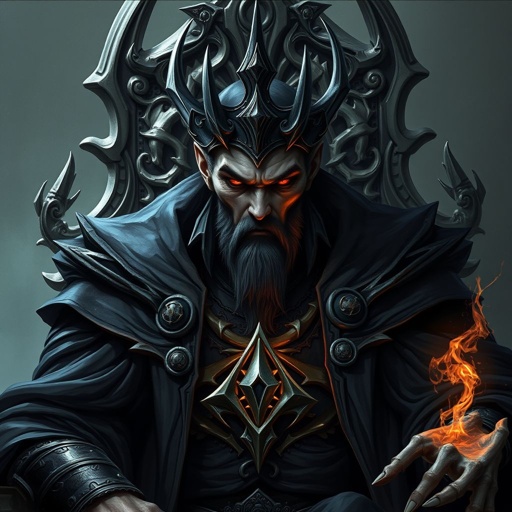 A man that a evil king in that 51 with dark powers sitting on his throne