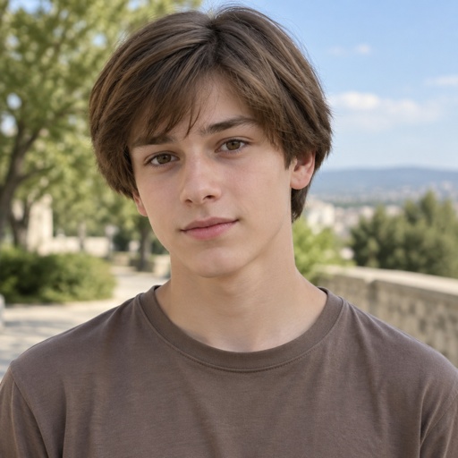 Brown Short Bob Hair Male Teen Boy