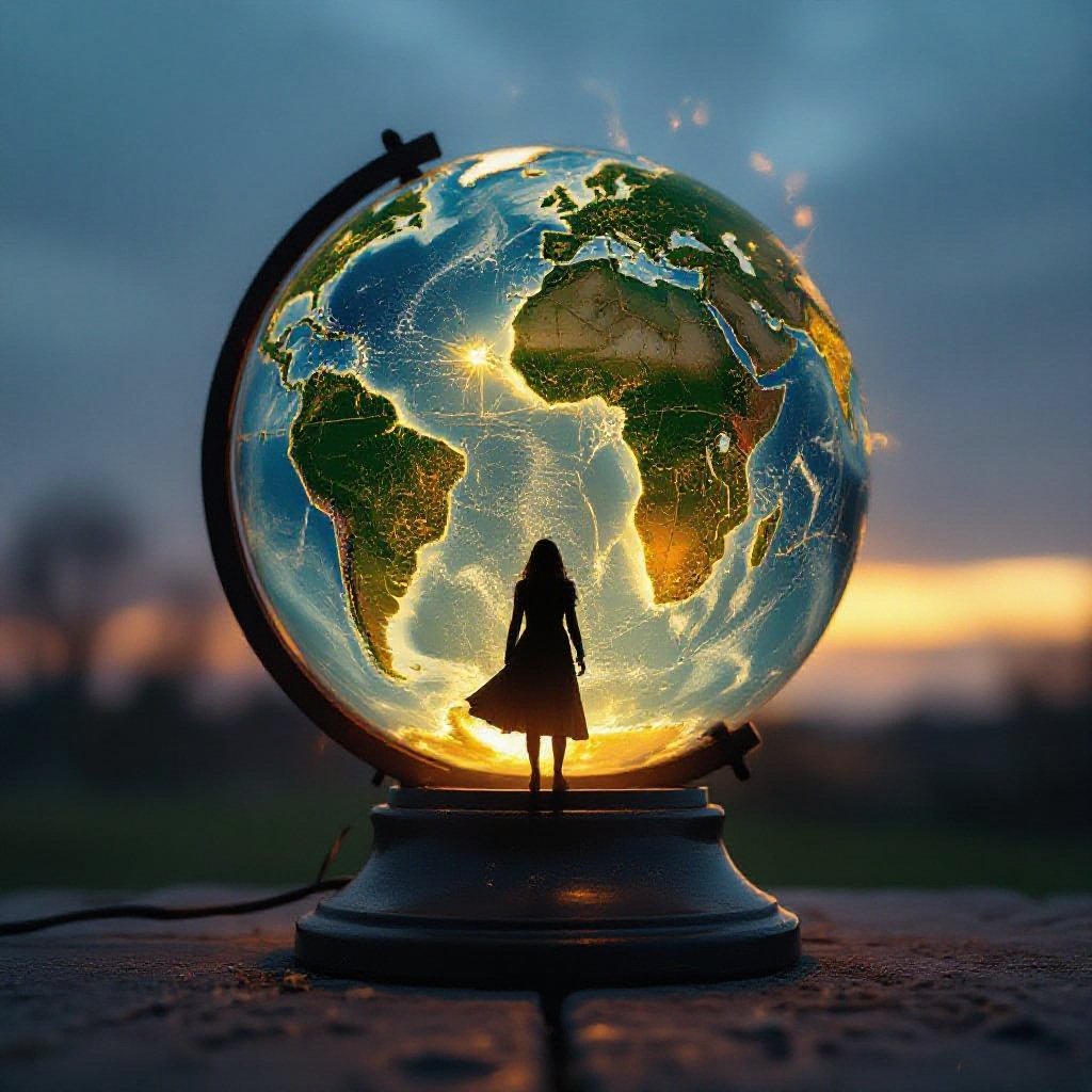 horror glowing globe