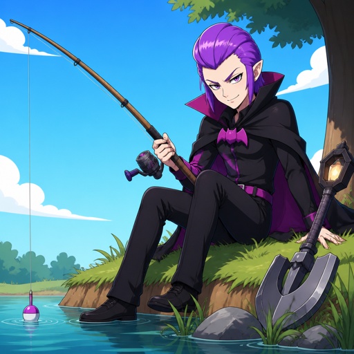 Mortis from brawl stars going fishing