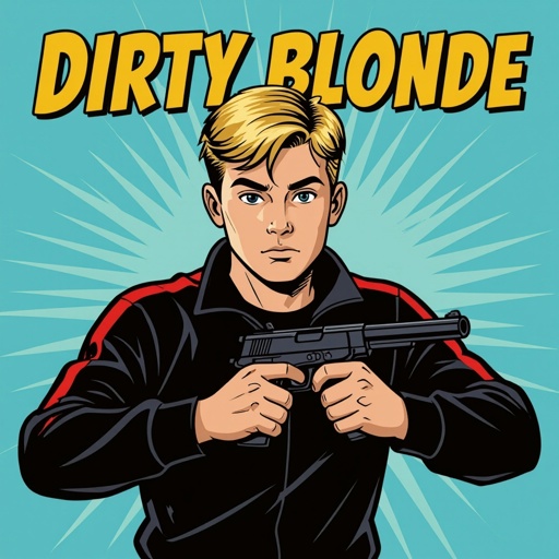 Dirty Blonde short hair teenage boy with dark training outfit on and a training hand used weapon 