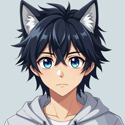 Creat e an anime guy with wolf ears