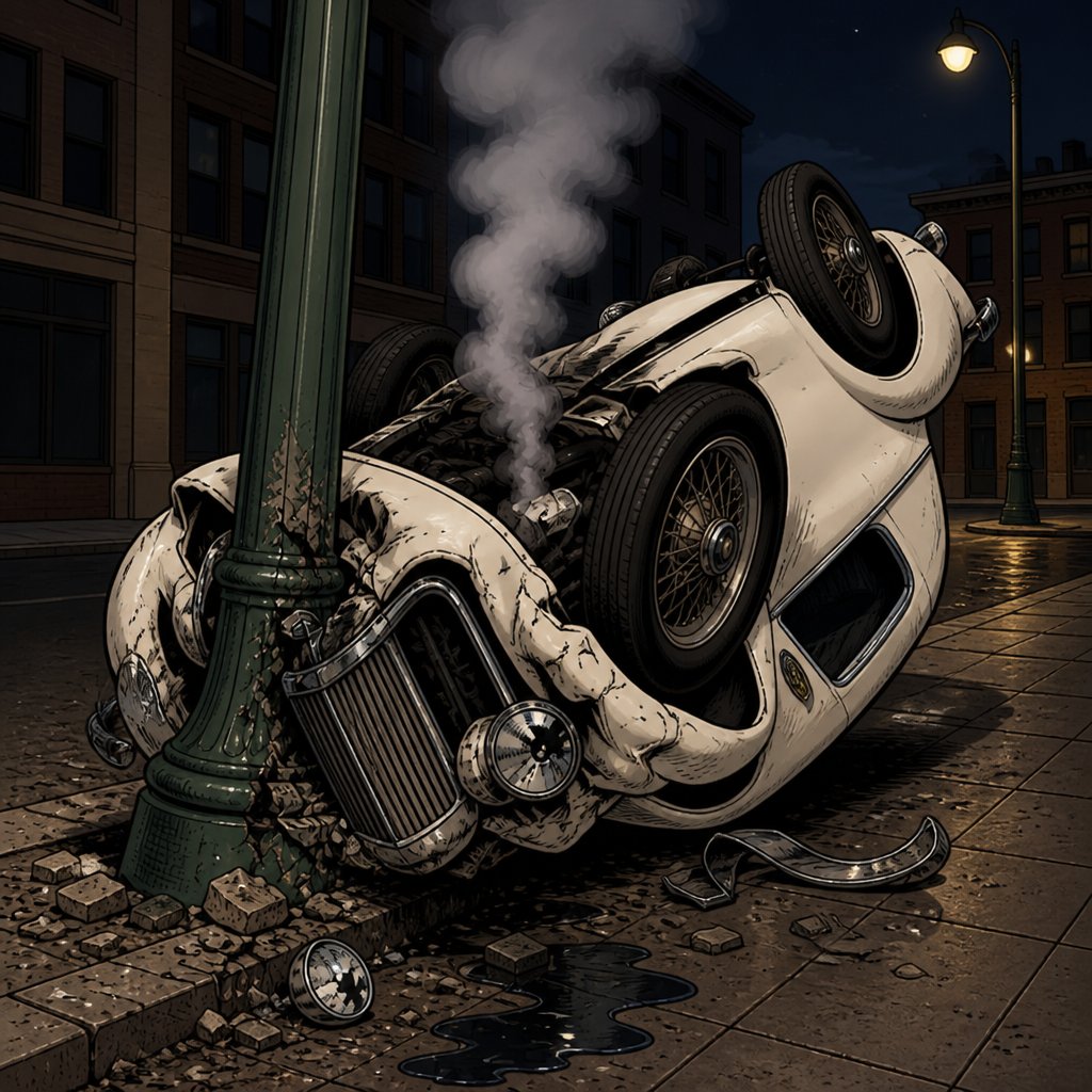 a car that has been flipped over on its side