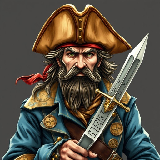 A pirate with a cutlass