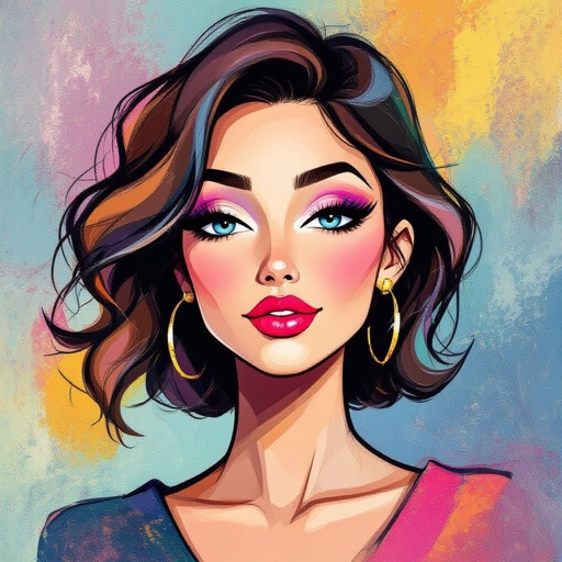 Create a character lady who has attitude but is funny looking and loves lipgloss 