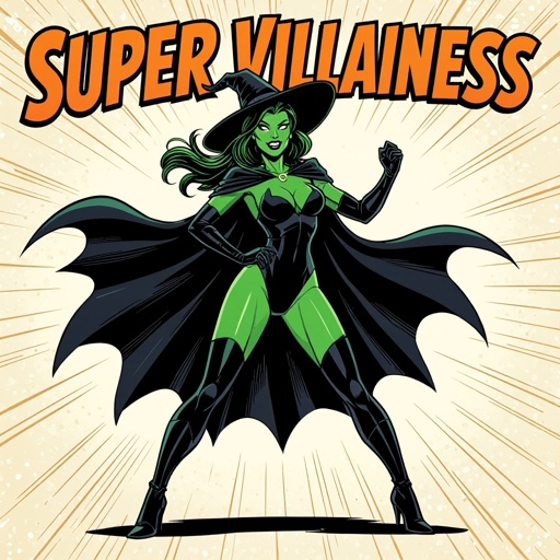 Super Villainess sexy shadow demon witch green skin