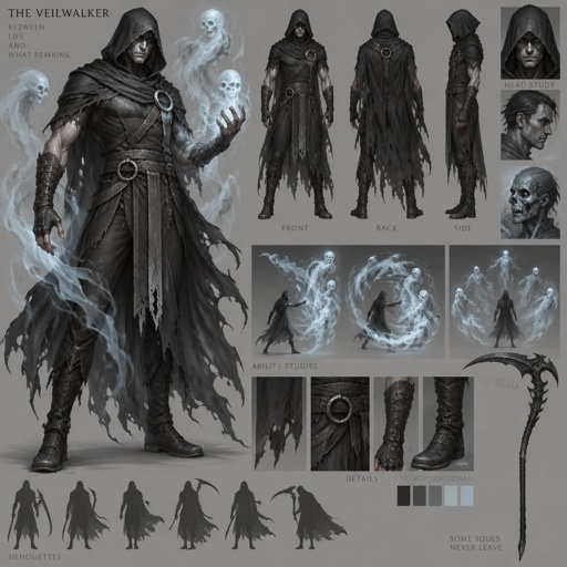 Male superhero with ghost manipulation, simple costume, grim reaper 