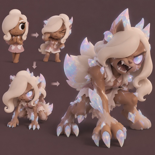 Ginger from Dandys world turning into a Opalite werewolf 