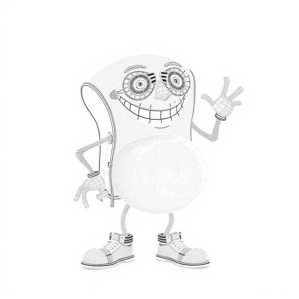 Create a funny looking clumsy sandwhich thief with funny shoes on. Make him have on the bandit black thing around his eyes