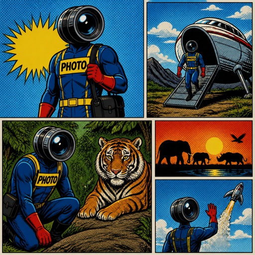 a comic strip with a man in a space suit and a tiger