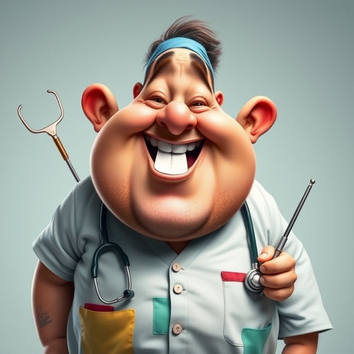 create a fat doctor. Who is funny human looking from head to toe. And he always immediately results to surgery for anything even small things. So please be sure to show his whole outfit head to toe. Make him have 1 tooth