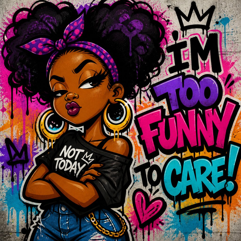 Create a funny hair black woman with attitude