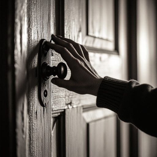 Creepy hand knocking on door