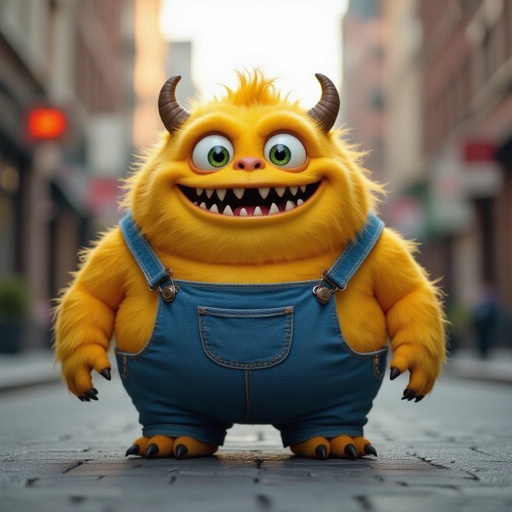 Create a fat yellow funny looking monster