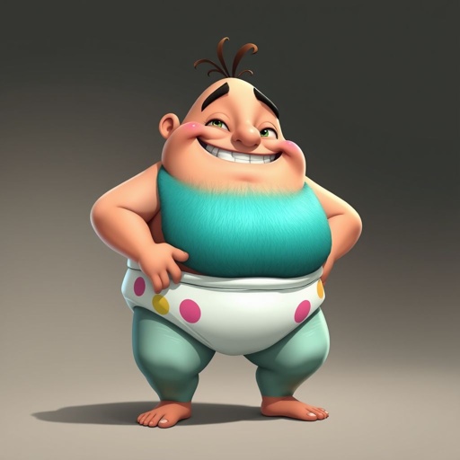 Create a funny looking man called pamper butt