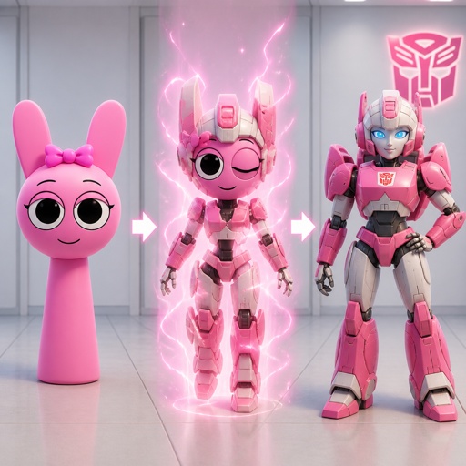 Pinki from Sprunki turning into Elita One for Jevin from Sprunki for the first time 