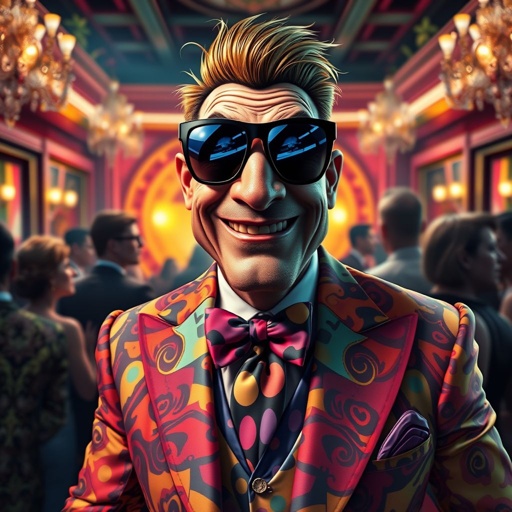 Create a funny arrogant character , showing him head to toe like his whole outfit 