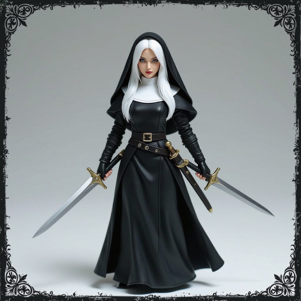 White Haired High Elf Nun Assassin mini dress 