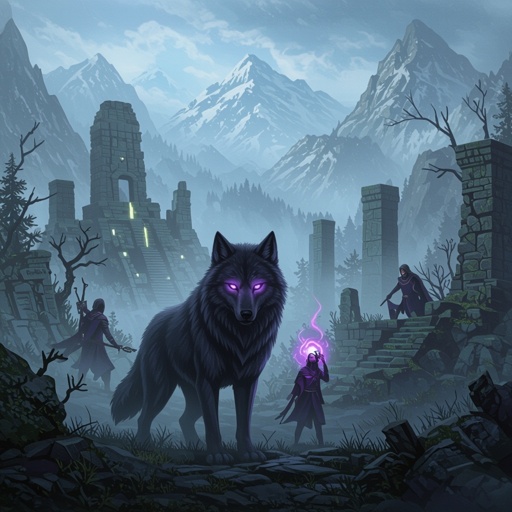 Wolf, purple eyes, cupfer Fell,