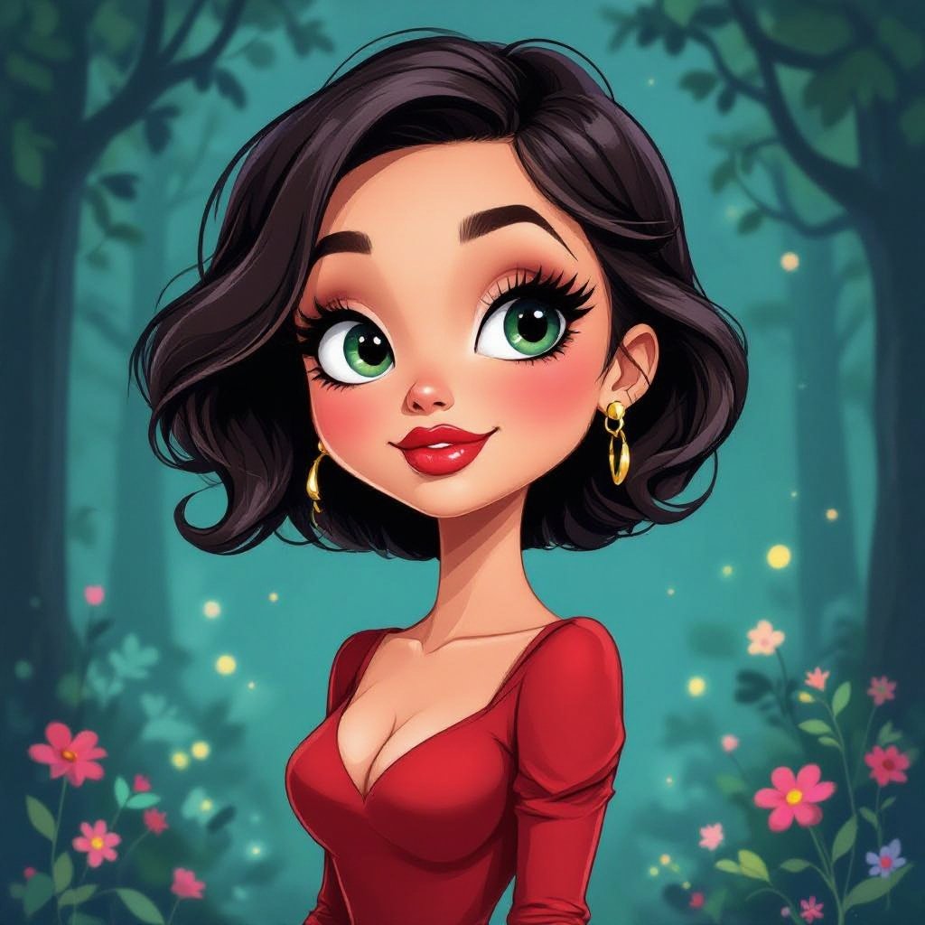 Create a character lady who has attitude but is funny looking and loves lipgloss