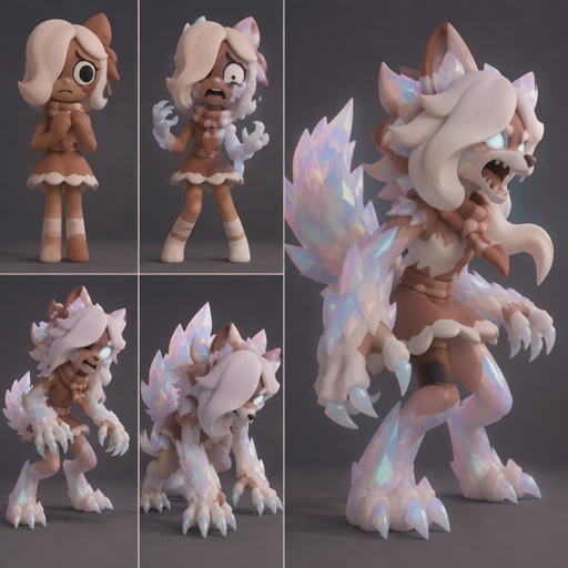 Ginger from Dandys world turning into a Opalite werewolf 