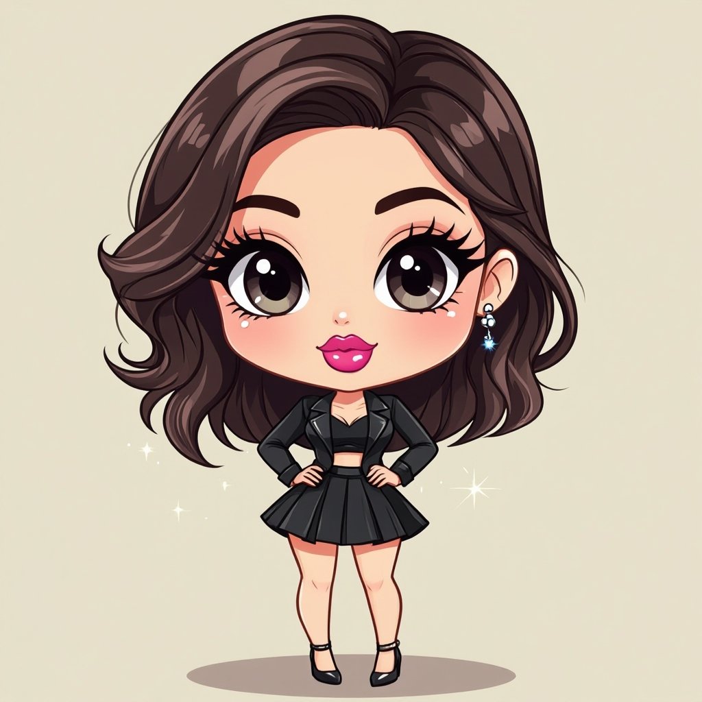 Create a character lady who has attitude but is funny looking but about fashion and loves lipgloss