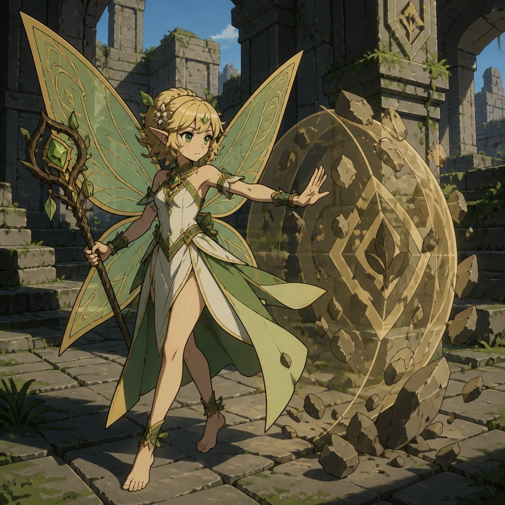 Faerie supportive, defensive caster. Earth element, location within the ruins