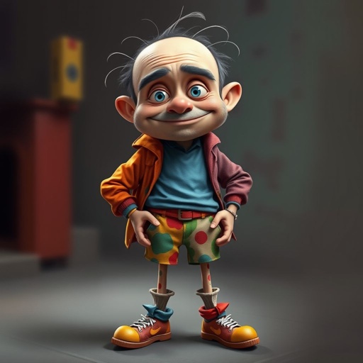 Create a funny looking man with very skinny legs